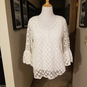 Alfani Boho Tone on Tone Polka Dot Blouse